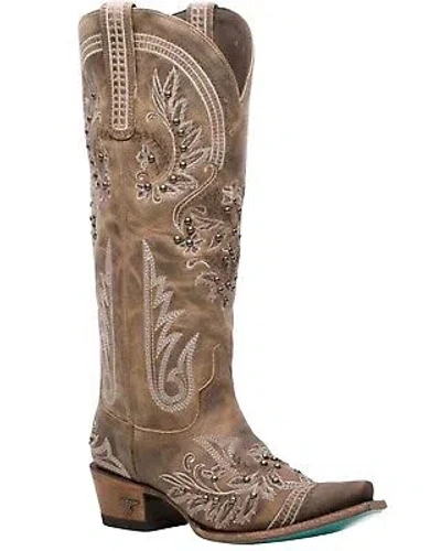 Pre-owned Lane Women's Santorini Western Boot - Snip Toe - Lb0445b In Brown