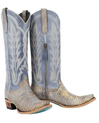 Pre-owned Lane Women's Skylight Tall Western Boot - Snip Toe - Lb0498b 8 M In Blue