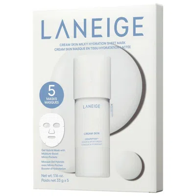 Laneige Cream Skin Milky Toner Sheet Mask With Ceramides & Peptides For Nourishing Hydration 5 Masks/165g In White