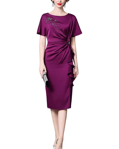 Lanelle Embellished Midi Dress In Purple