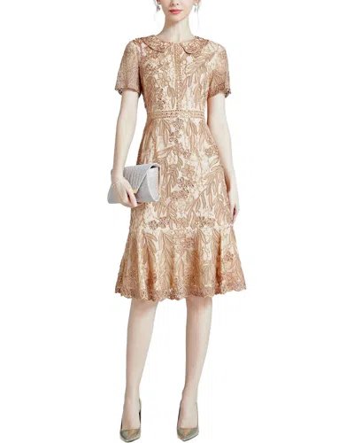 Lanelle Printed Midi Dress In Brown