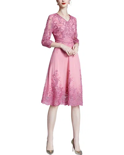 Lanelle Printed Midi Dress In Pink