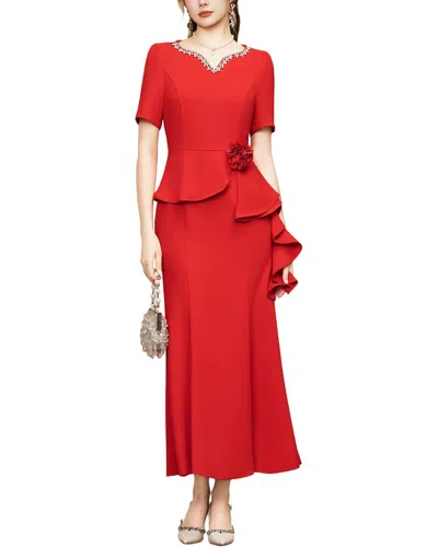 Lanelle Solid Maxi Dress In Red