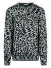 Laneus Wool Blend Sweater Abstract Pattern Design In Black