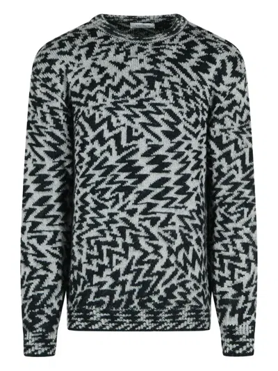 LANEUS ABSTRACT-PATTERN CREW-NECK SWEATER