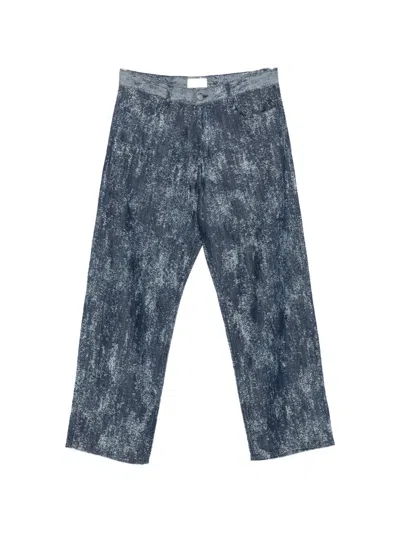 Laneus Acid-wash Jeans In Blue