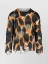Laneus Animal Print Distressed Baby Alpaca Sweater In Multi