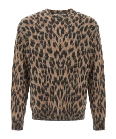 Laneus Animal-pattern Oversized Knitted Sweater In Brown