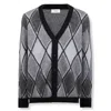 Laneus Argyle V-neck Cardigan In Gray