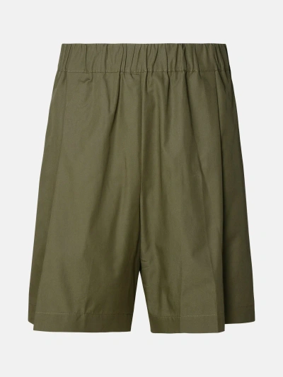 Laneus Army Green Cotton Bermuda Shorts