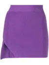 Laneus Asymmetric Cotton-blend Ribbed-knit Miniskirt In Purple