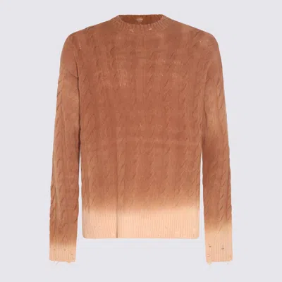 Laneus Distressed Cable-knit Cashmere Jumper In Beige