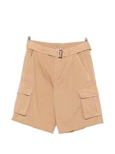 Laneus Belted Button Cargo Shorts In Nude
