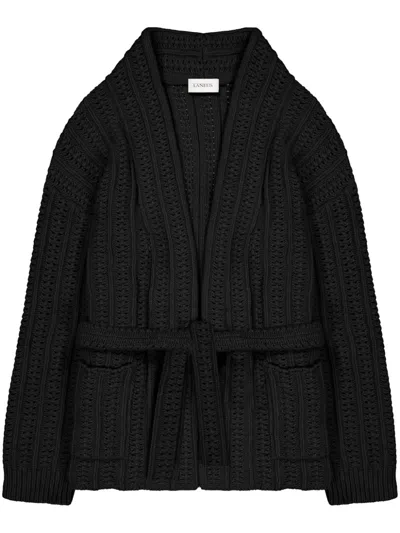Laneus Belted Cardigan In Black