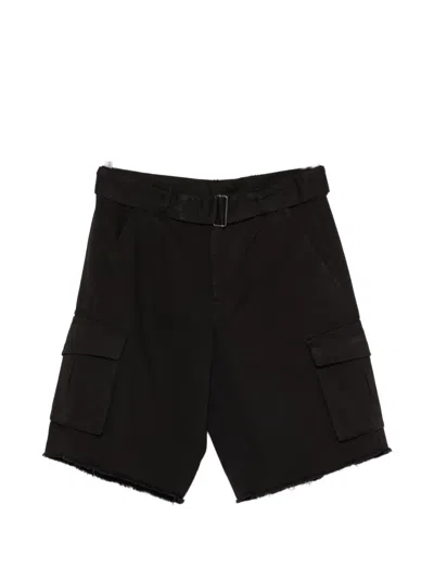 Laneus Belted Pocket Cargo Shorts In Black