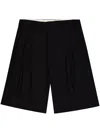 Laneus Black Virgin Wool Bermuda Shorts In Black
