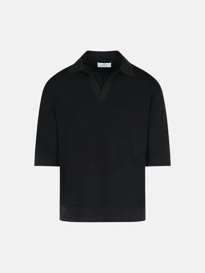 Laneus Black Cotton Polo Shirt