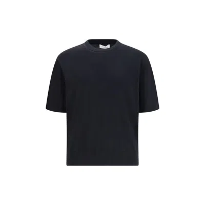 Laneus Cotton Knitted T-shirt In Black