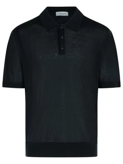 Laneus Black Lyocell Polo Shirt
