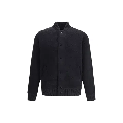LANEUS BLACK MERINO WOOL BOMBER