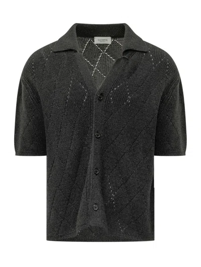 Laneus Black Regular Textured Shirt