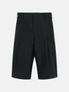 Laneus Black Virgin Wool Bermuda Shorts In Black