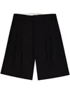 Laneus Black Virgin Wool Bermuda Shorts In Black