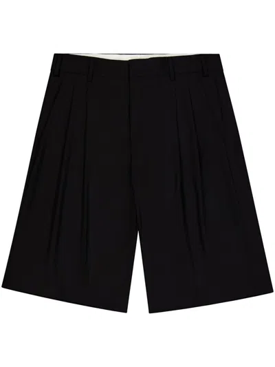 LANEUS LANEUS BLACK VIRGIN WOOL BERMUDA SHORTS