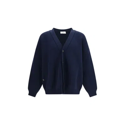 Laneus Blue Wool Oves Aries Cardigan In Animal Print