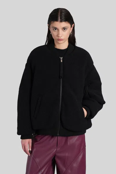 Laneus Bomber Jacket In Black Wool