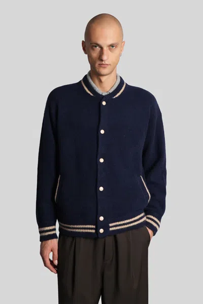 Laneus Bomber Jacket In Blue Cashmere