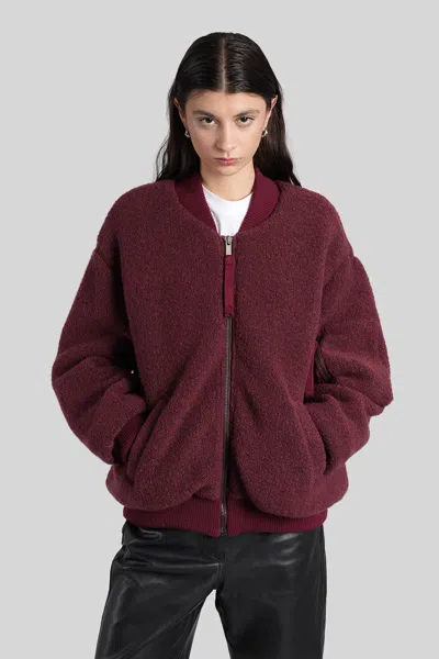 Laneus Bomber Jacket In Bordeaux Wool In Burgundy