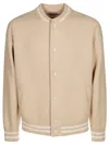 Laneus Knitted Bomber Jacket In Camel