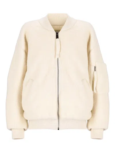 Laneus Bouclé Bomber Jacket In Neutral