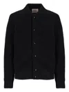 Laneus Boucle Buttoned-up Bomber Jacket In Black