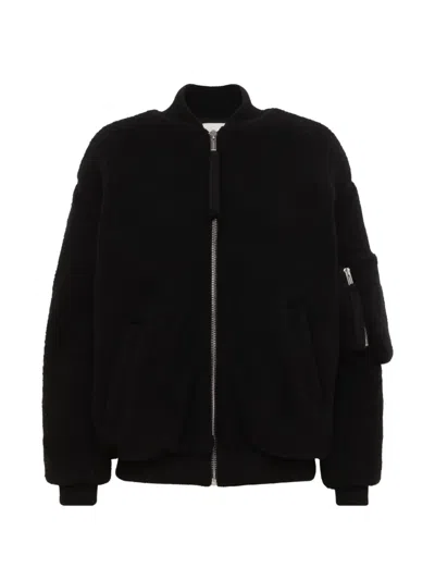 Laneus Bouclé-knit Bomber Jacket In Black
