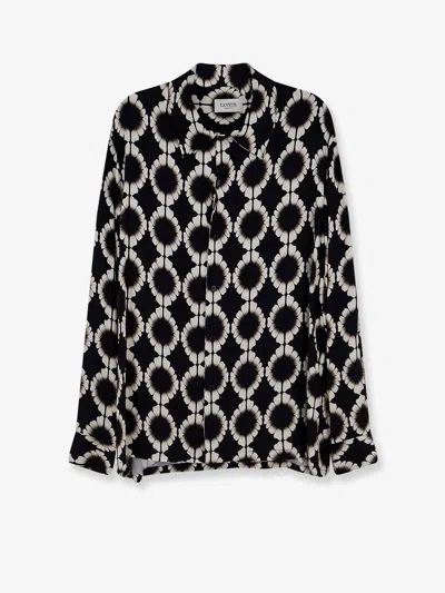 Laneus Boxy Fit Viscose Shirt In Black