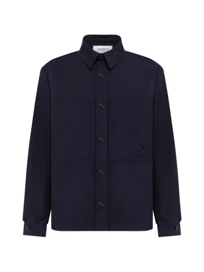 Laneus Boxy-fit Pocket-detail Shirt In Blue