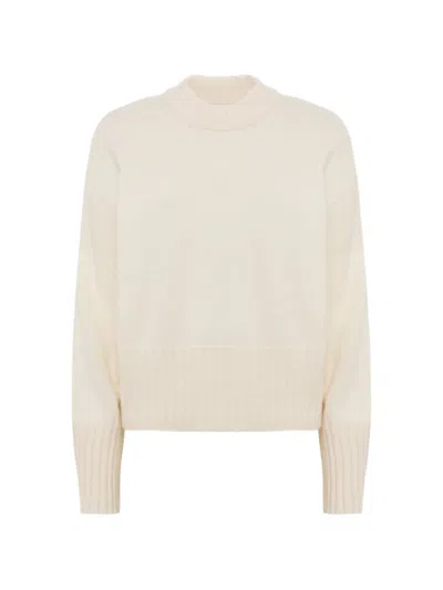 Laneus Boxy-fit Ribbed-trim Sweater In Neutral