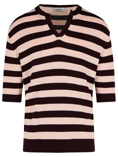 LANEUS LANEUS BROWN COTTON SWEATER