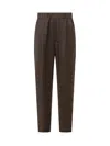 Laneus Brown  Pants With Elasticized Waistband In Brown