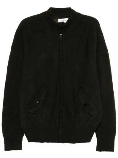 Laneus Brushed-effect Cardigan In Green