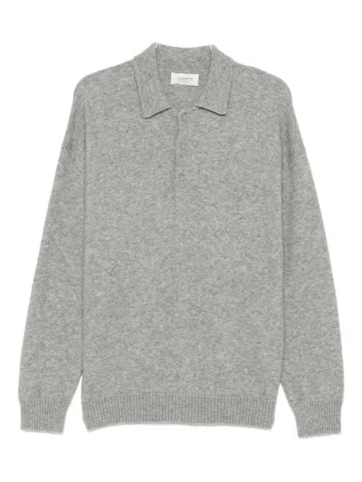 Laneus Brushed-finish Polo Sweater In Gray