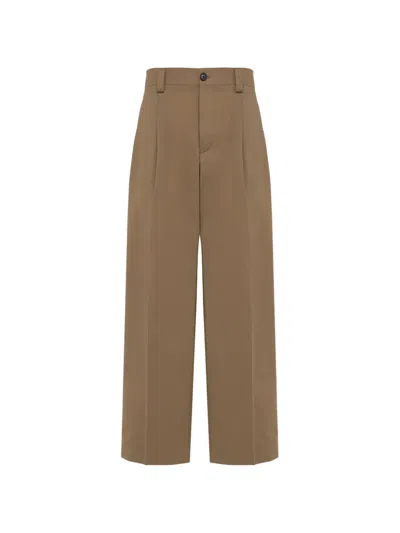 Laneus Button-fastening Flap-pocket Trousers In Brown