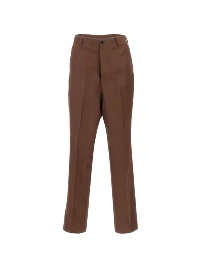 Laneus Button Pressed Trousers In Brown