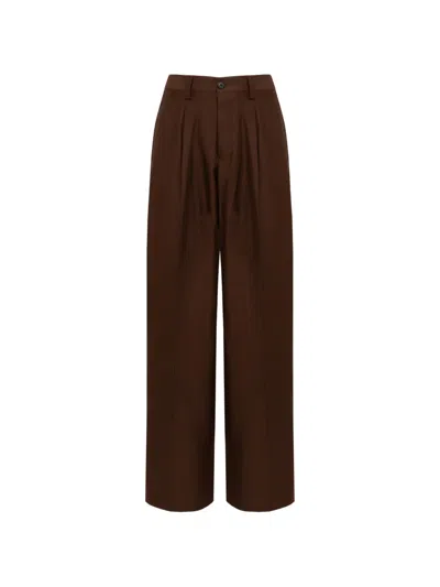 Laneus Button Tailored Trousers In Brown