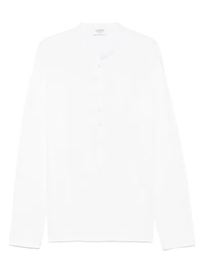 Laneus Button-up T-shirt In White