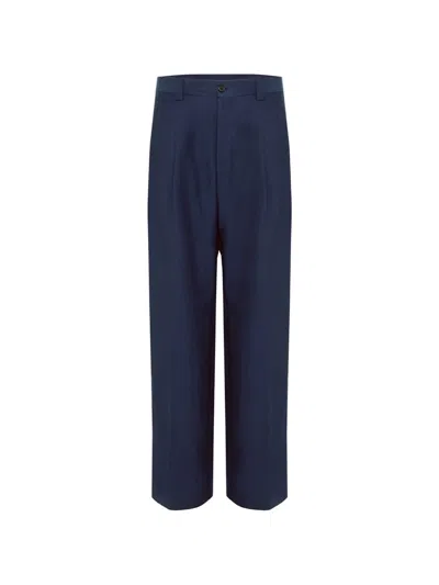 Laneus Buttoned-flap-pocket Trousers In Blue