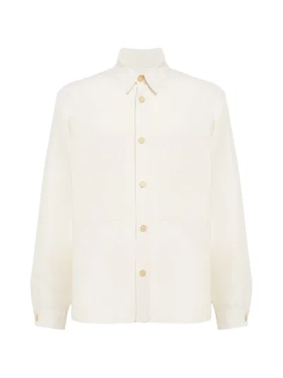Laneus Buttoned Pocket Overshirt In Neutral