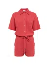 Laneus Button-front Knitted Playsuit In Pink